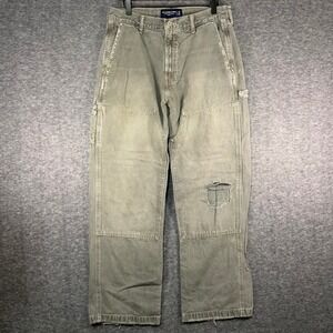 Abercrombie & Fitch Baggy Carpenter Pants Mens 31x32 Double Knee Olive Green